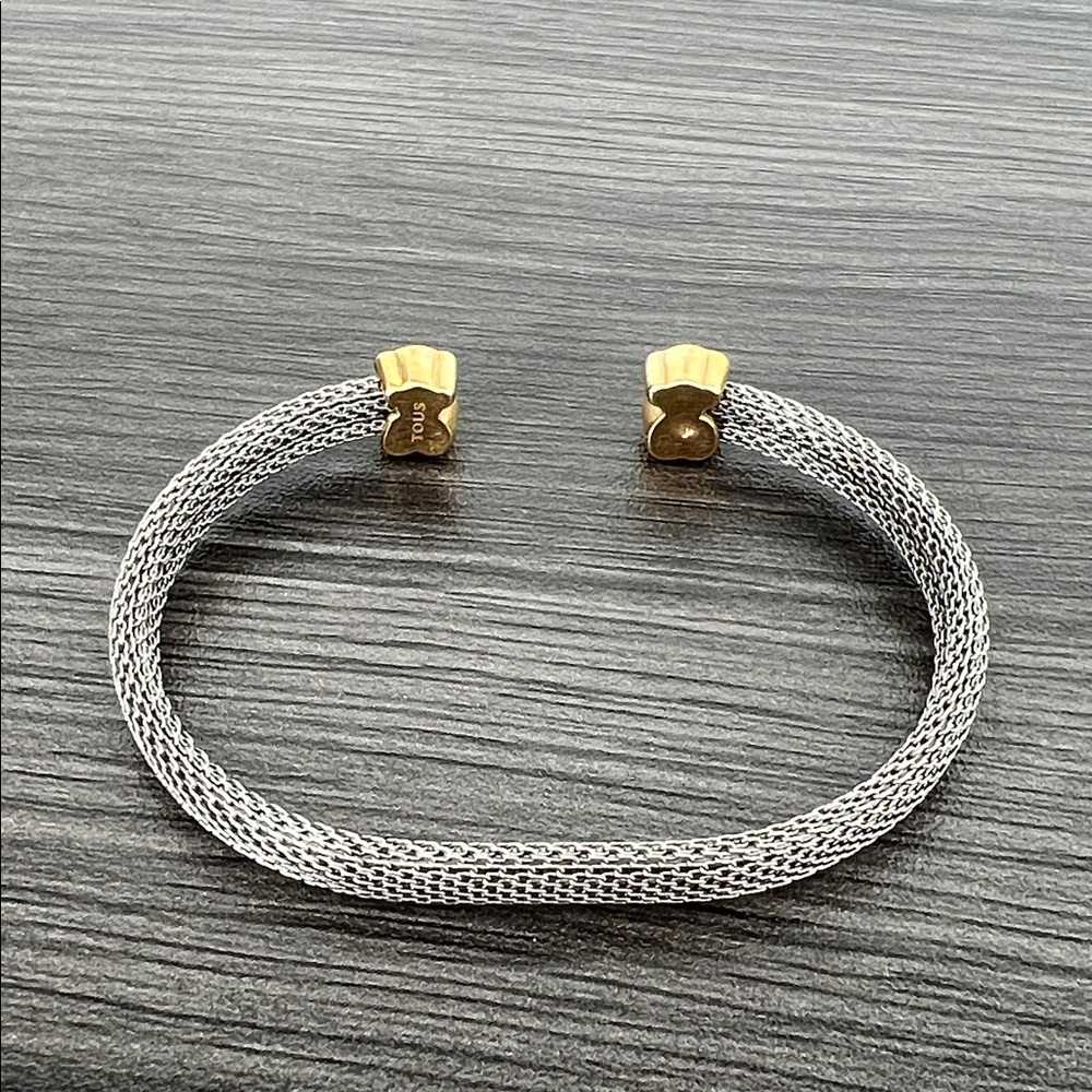Tous Silver Mesh Bracelet with Gold Accents - Picture 2 of 7